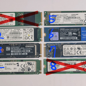 M.2 SSD 6장 일괄 판매합니다.(다양한 브랜드)