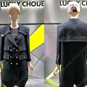 아뜰리에 럭키 슈에뜨의 블랙 트위드 코트