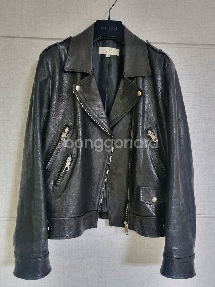구찌 레더 바이커 자켓--0