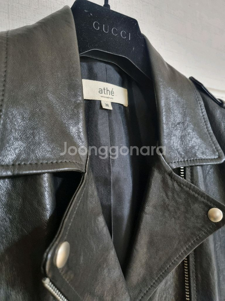 구찌 레더 바이커 자켓--3