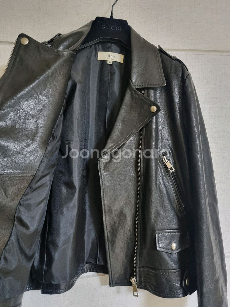구찌 레더 바이커 자켓--8