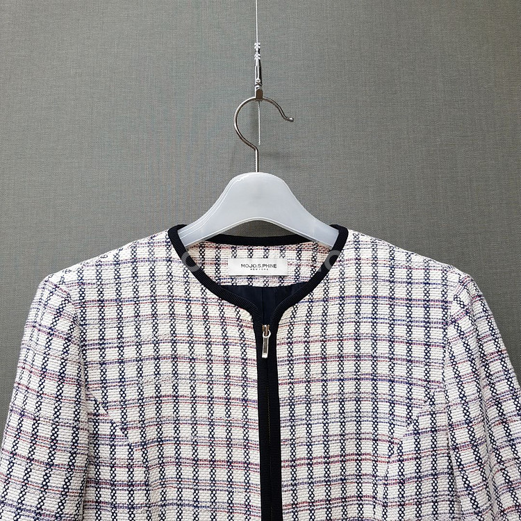 모조에스핀 트위드 배색 포켓 롱 자켓 및 원피스 55사이즈--1