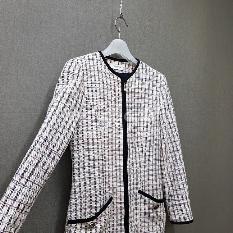 모조에스핀 트위드 배색 포켓 롱 자켓 및 원피스 55사이즈--2