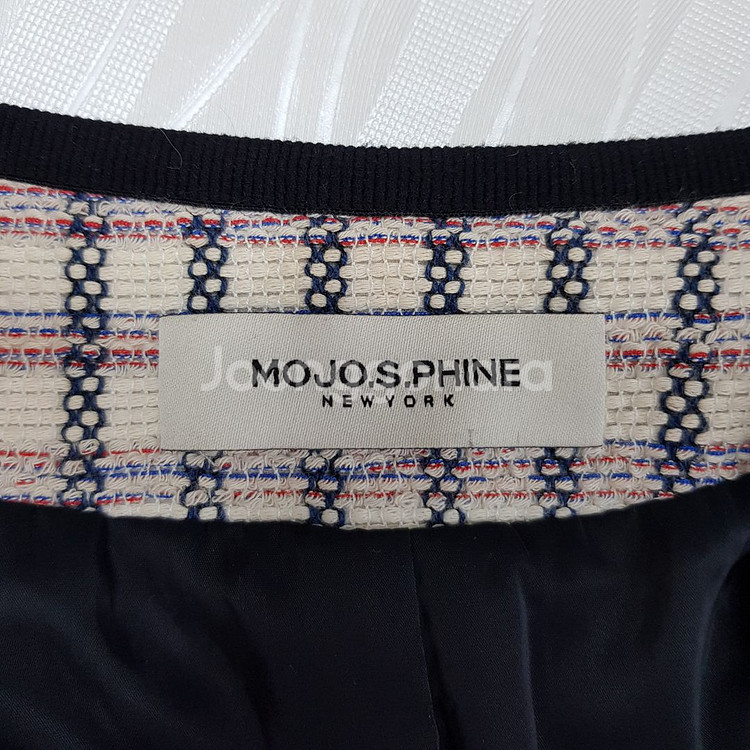 모조에스핀 트위드 배색 포켓 롱 자켓 및 원피스 55사이즈--5