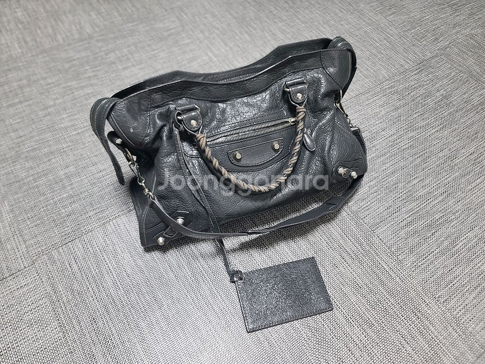 발렌시아가 모터백 미디움 숄더백 시티백 토트백 그레이--0