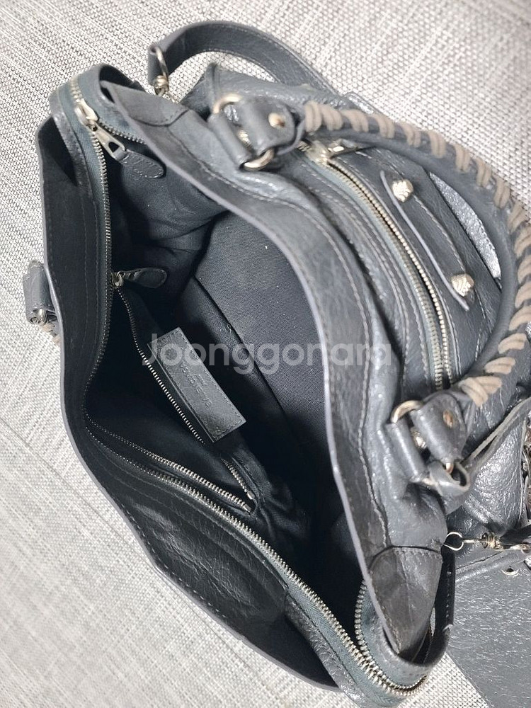 발렌시아가 모터백 미디움 숄더백 시티백 토트백 그레이--4