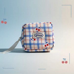 체리 체크 포인트 파우치 노랑 블루 그린 새상품