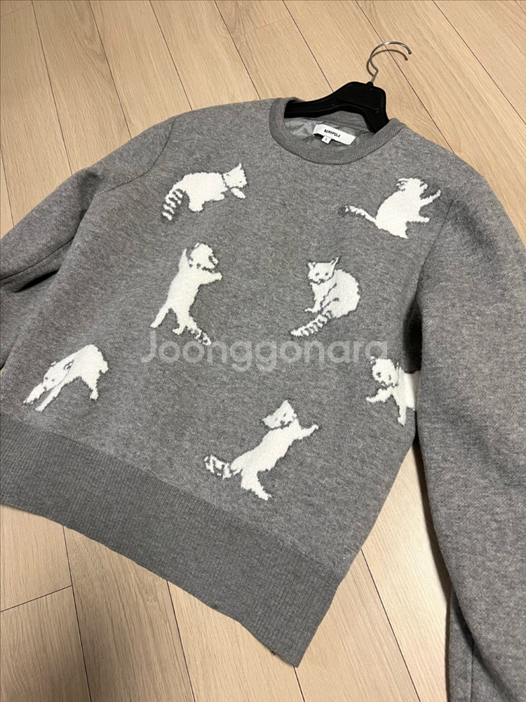 21년 빈폴골프 부클 자수 방풍 니트 레서팬더 그레이 골프웨어 골프복--0