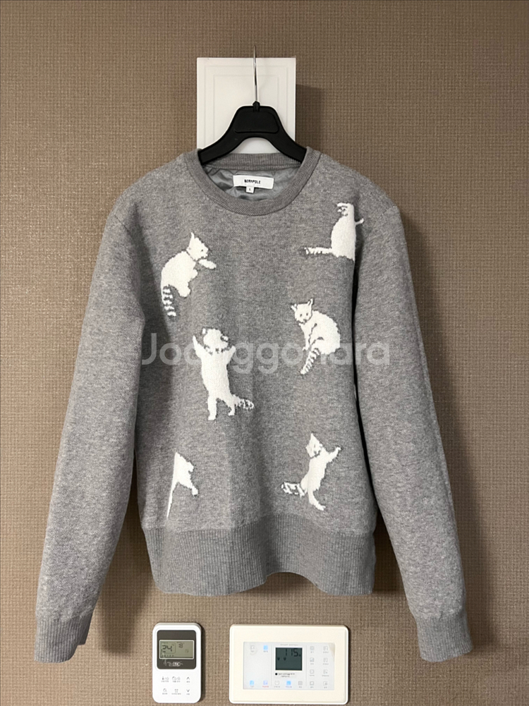 21년 빈폴골프 부클 자수 방풍 니트 레서팬더 그레이 골프웨어 골프복--3