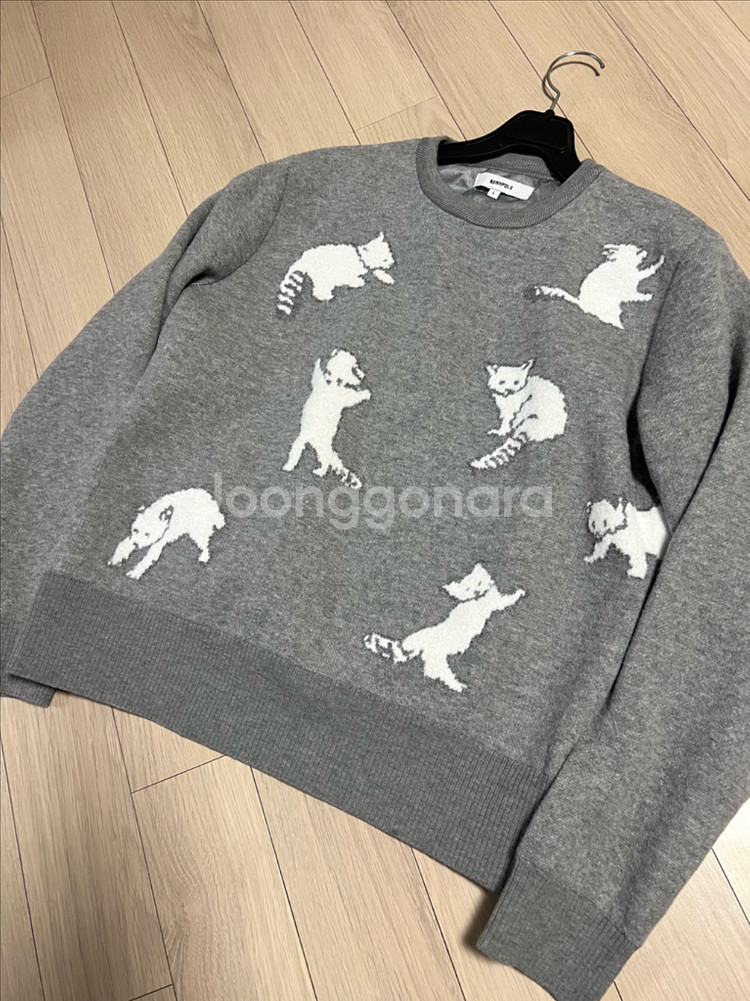 21년 빈폴골프 부클 자수 방풍 니트 레서팬더 그레이 골프웨어 골프복--5