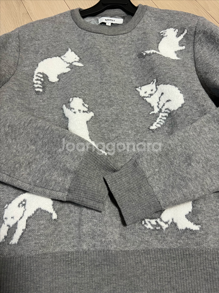 21년 빈폴골프 부클 자수 방풍 니트 레서팬더 그레이 골프웨어 골프복--6