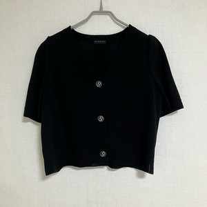 시슬리 브이넥 크롭 반팔 가디건