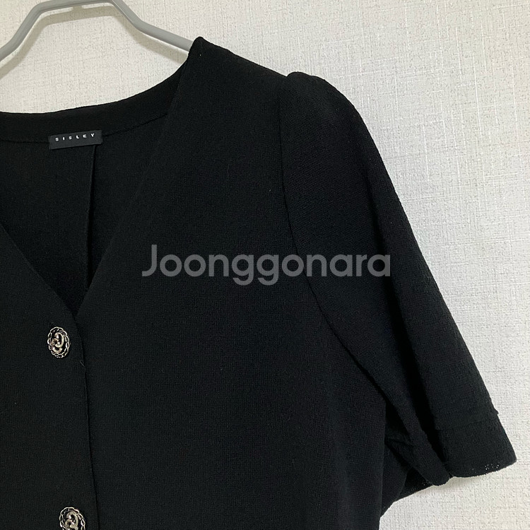 시슬리 브이넥 크롭 반팔 가디건--1