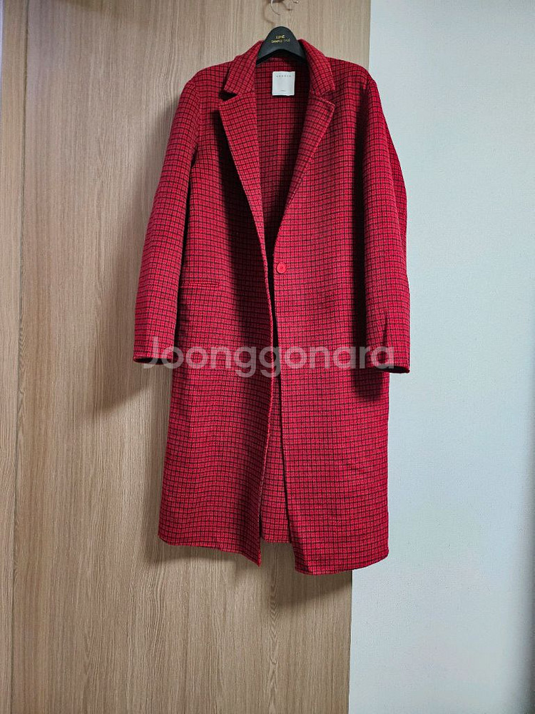 정품)산드로 체크코트 레드--1