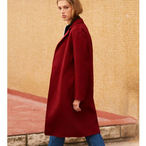 정품)산드로 체크코트 레드