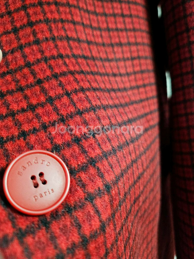 정품)산드로 체크코트 레드--5