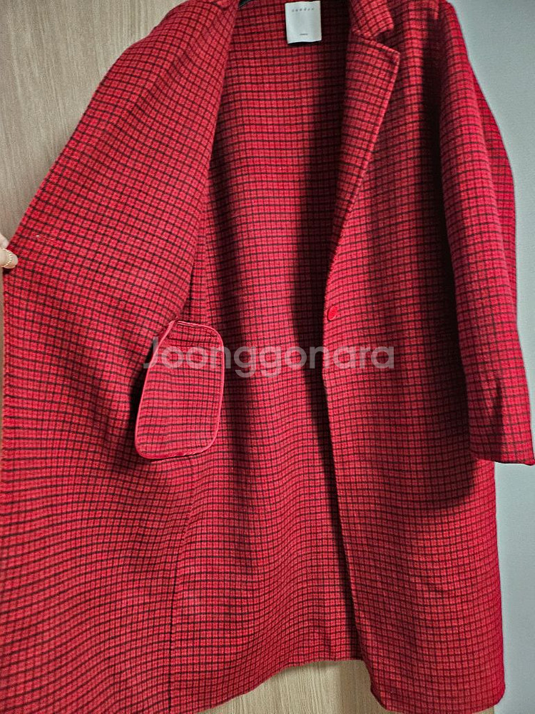 정품)산드로 체크코트 레드--2