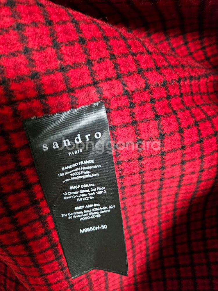 정품)산드로 체크코트 레드--7