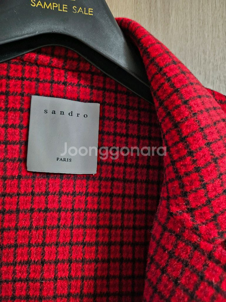 정품)산드로 체크코트 레드--4