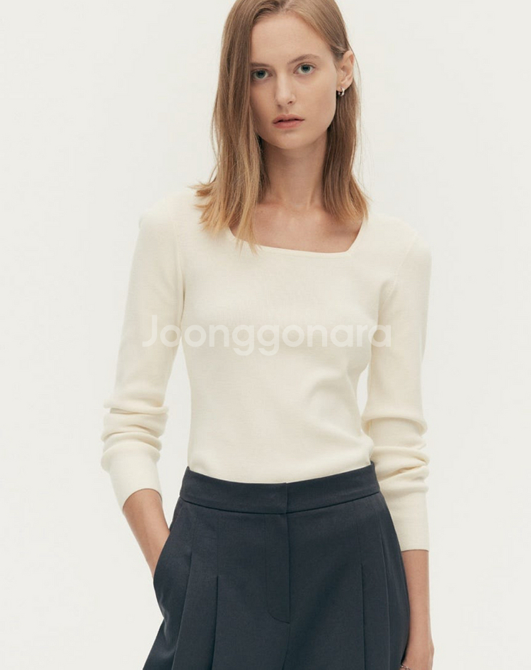 시에 슈어 스퀘어넥 니트 아이보리--0