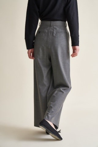 새상품) 제평 베르띠 BERTI 플리츠 핀턱 스트레이트 울 팬츠 와이드 슬랙스 바지 그레이--2
