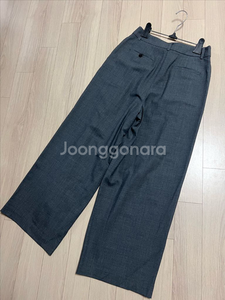 새상품) 제평 베르띠 BERTI 플리츠 핀턱 스트레이트 울 팬츠 와이드 슬랙스 바지 그레이--11