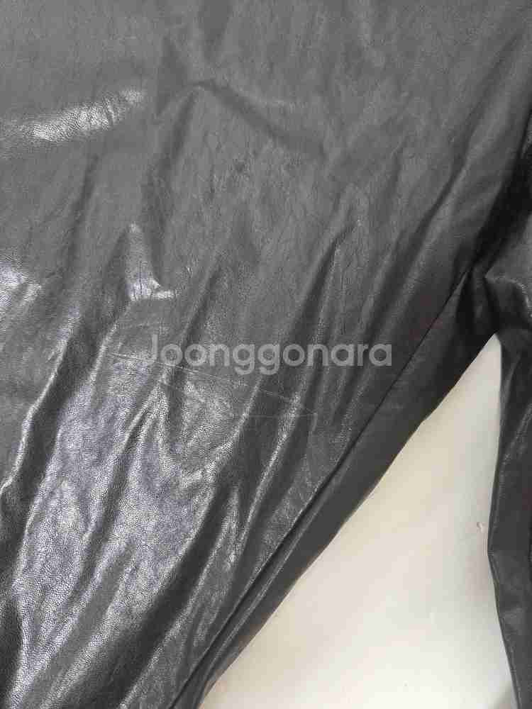 럭키슈에뜨 페이크 레더 와이드 팬츠 블랙(M)--3