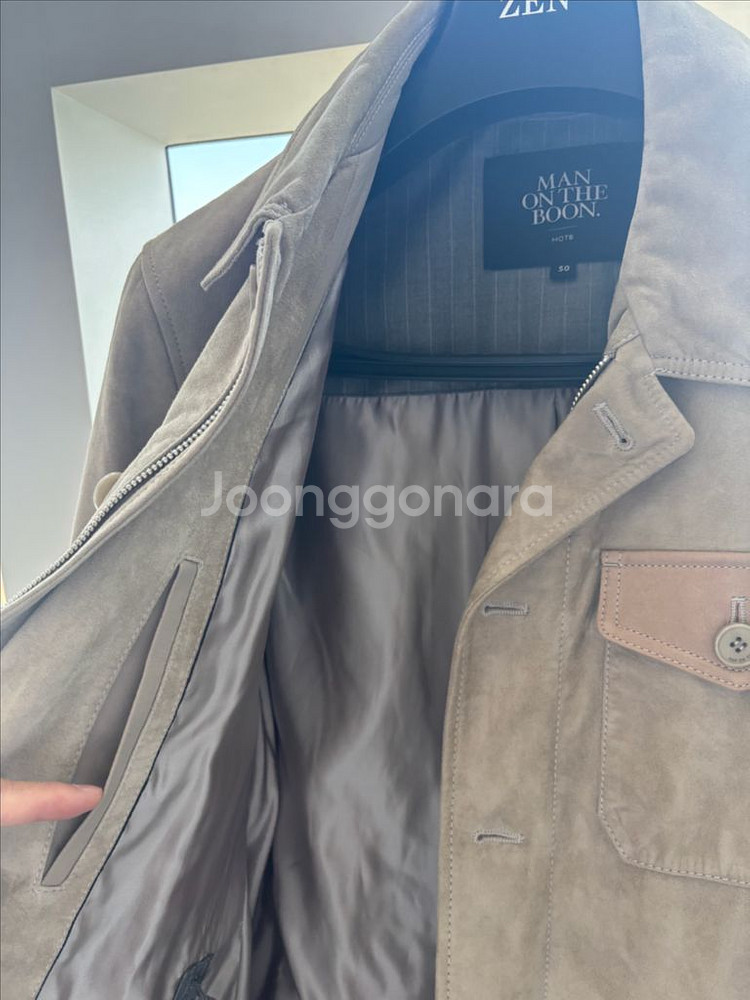 맨온더분 스웨이드 셔츠 자켓 (천연가죽 100프로)--2