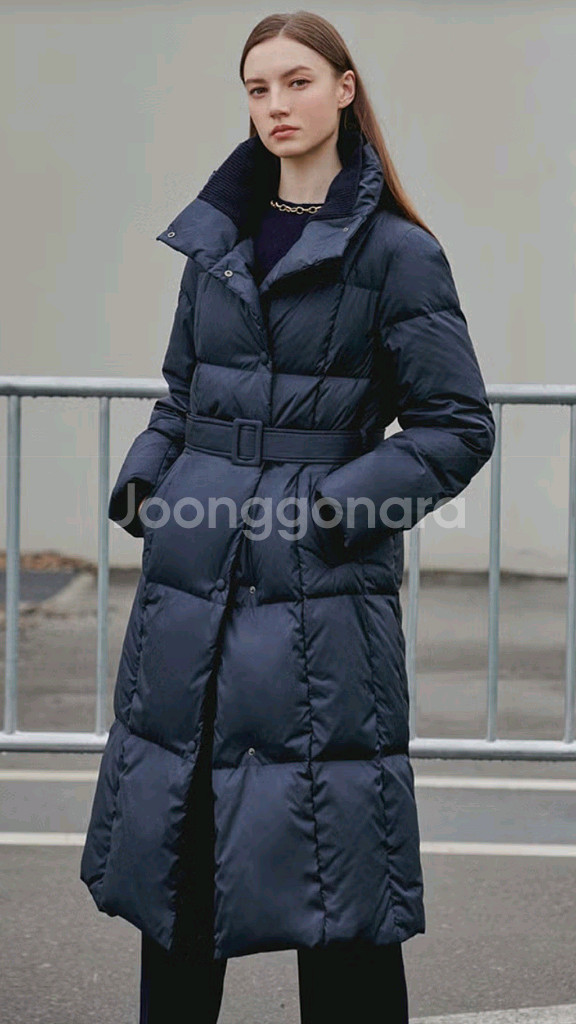 존스뉴욕 캐시미어 니트 카라 롱구스다운 66 [새상품]--2