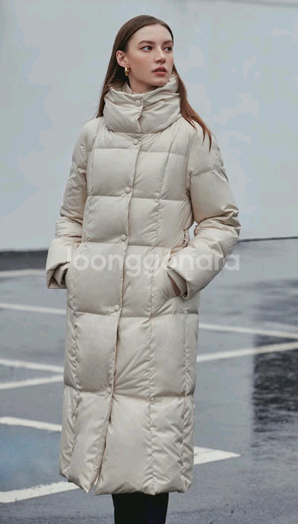 존스뉴욕 캐시미어 니트 카라 롱구스다운 66 [새상품]--3