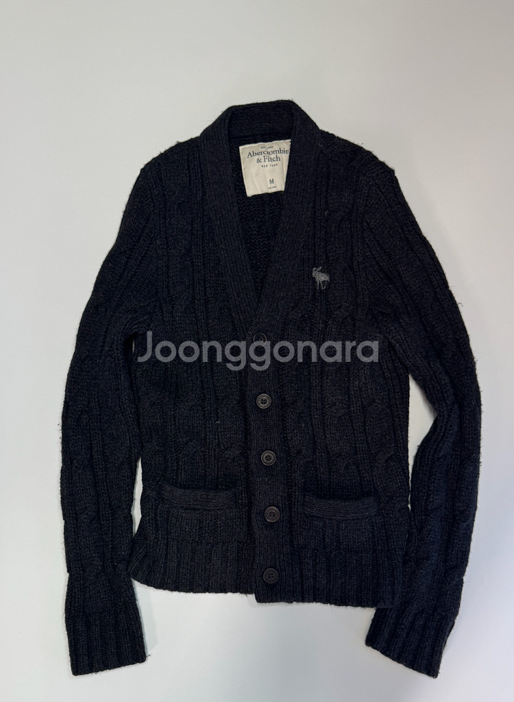 여성 아베크롬비 순록 로고 롱 니트 가디건--0