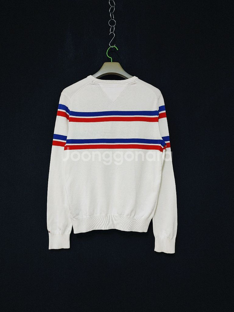 TOMMY HILFIGER 타미 힐피거 투컬러라인 면니트라운드티--1