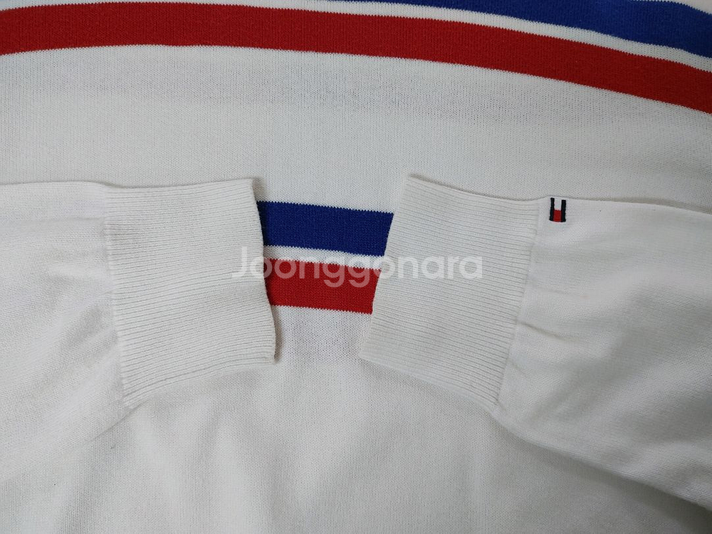 TOMMY HILFIGER 타미 힐피거 투컬러라인 면니트라운드티--4