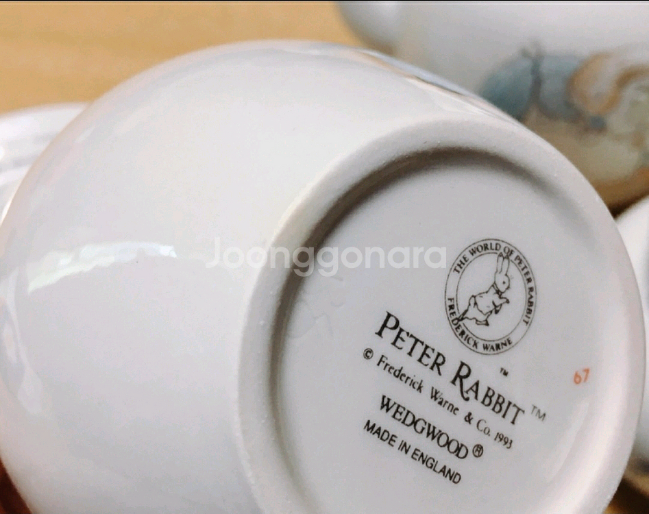 [일괄 택포]영국 빈티지 웨지우드 피터래빗 티세트 티팟 커피잔 크리머 슈가볼 접시--5