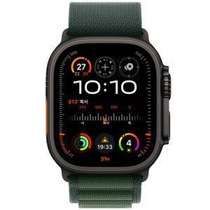 [미개봉] 애플워치 울트라2 49mm 블랙 티타늄 셀룰러 / 다크 그린 알파인 루프 L