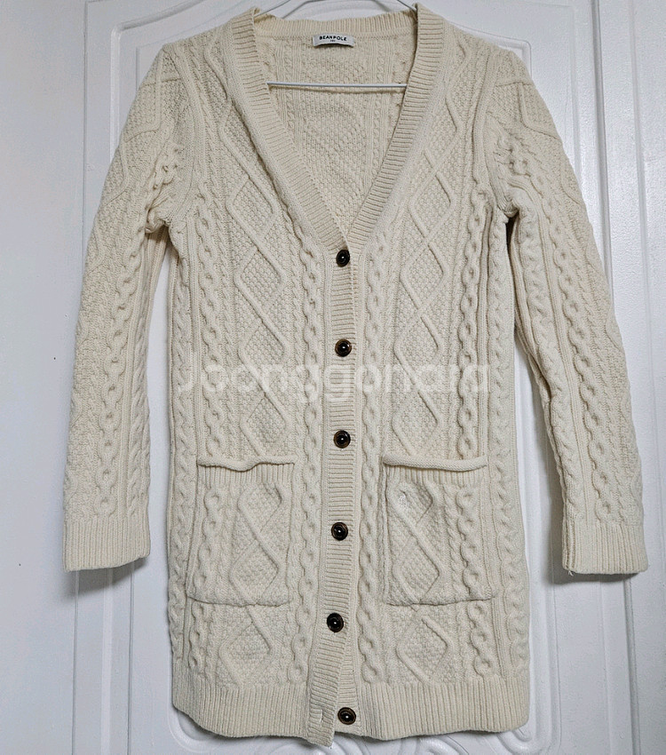 빈폴 주머니로고 모100 케이블가디건 꽈배기 니트 스웨터--0
