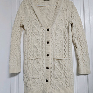 빈폴 주머니로고 모100 케이블가디건 꽈배기 니트 스웨터