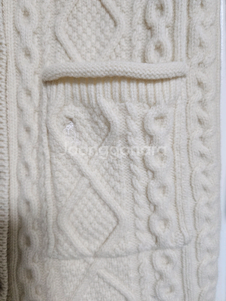 빈폴 주머니로고 모100 케이블가디건 꽈배기 니트 스웨터--5