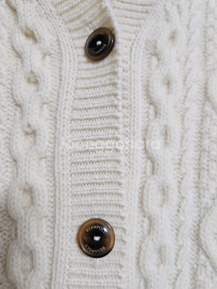 빈폴 주머니로고 모100 케이블가디건 꽈배기 니트 스웨터--4