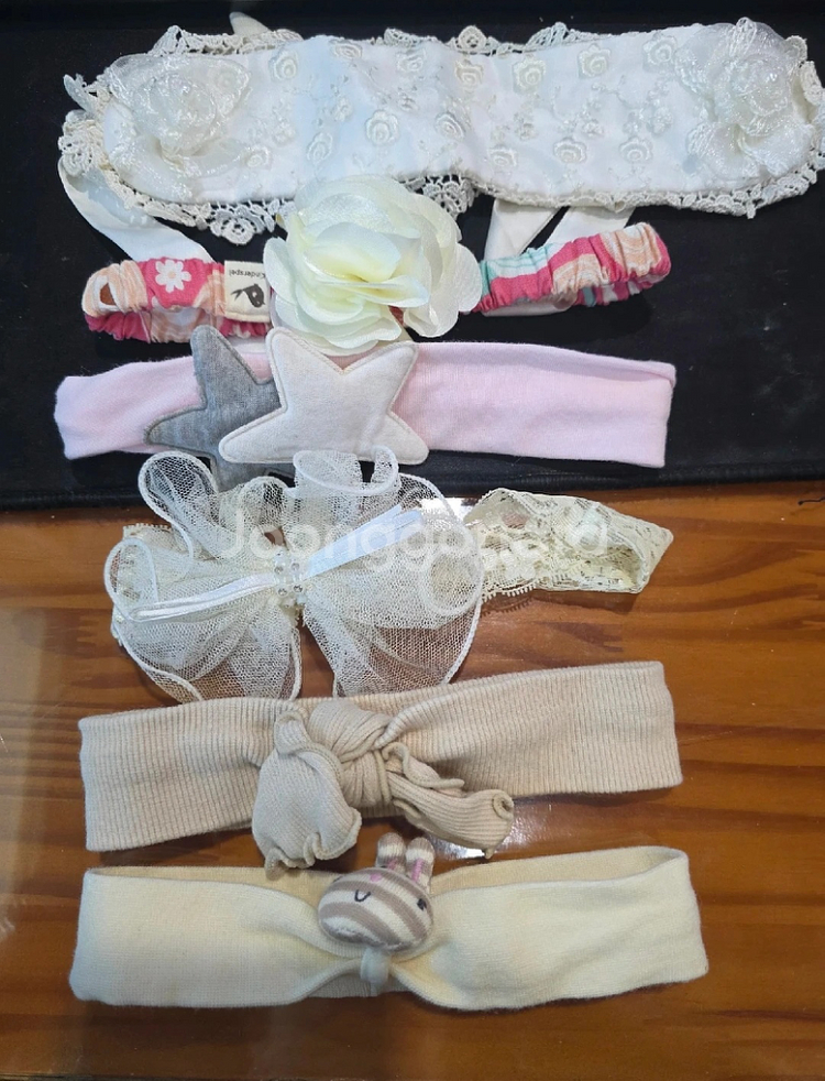 택포)아기헤어핀 머리핀 헤어밴드 일괄--1