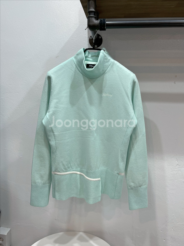 (66/m) 타이틀리스트 피스타치오 사선집업 하이브리드 언발 방풍니트웨어--1