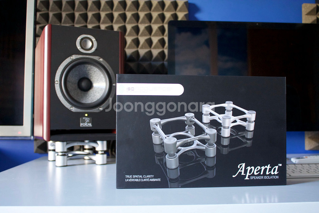 아이소어쿠스틱 aperta 북셀프 스피커 거치대 실버에디션--1