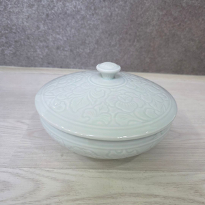 광주요 백자 음양각 목단문 합(새상품) 이미지