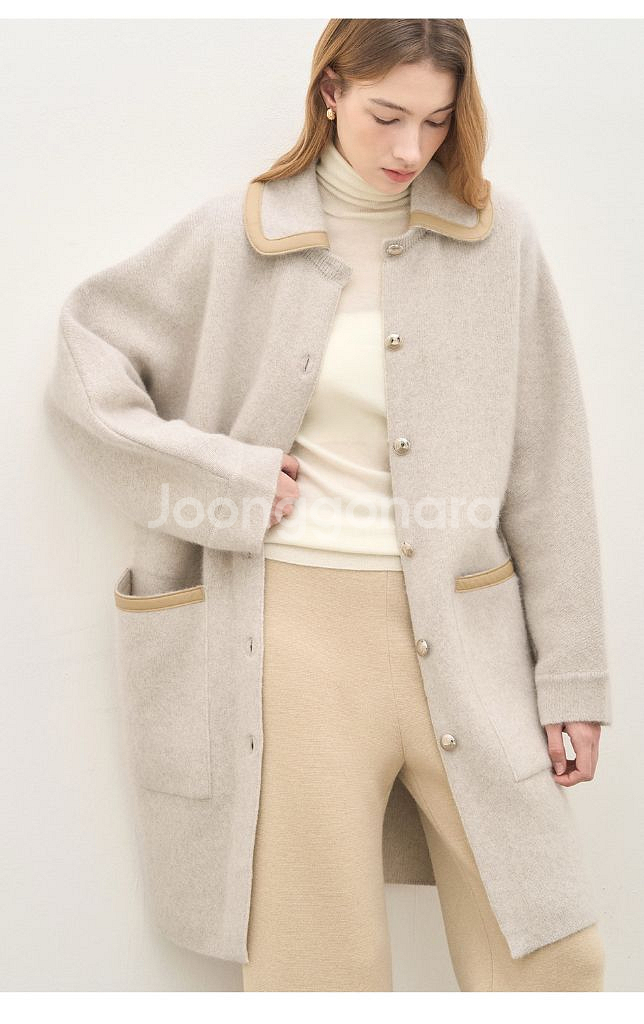 더캐시미어 울 블렌드 디테쳐블 칼라 니트 코트 구합니다--0