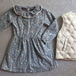 여아 원피스와 패딩 조끼 세트 140