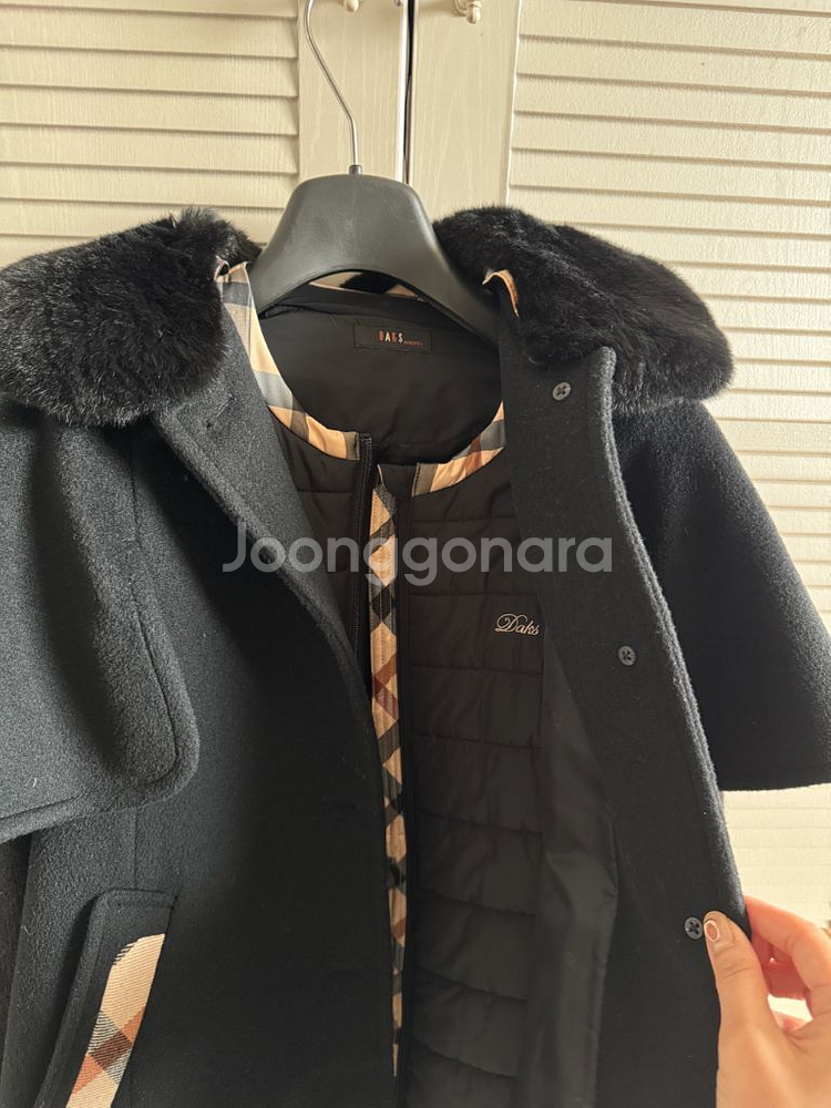 닥스키즈 블랙 케이프 모직 코트 165--2