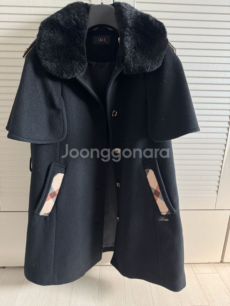 닥스키즈 블랙 케이프 모직 코트 165--4