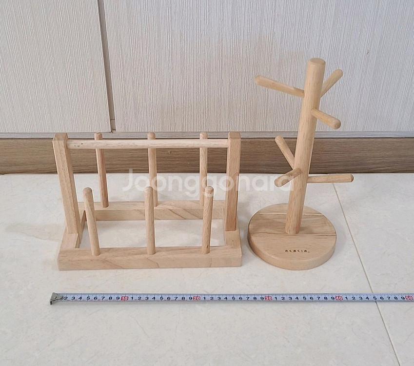 고무나무 우드 컵걸이 2개--0