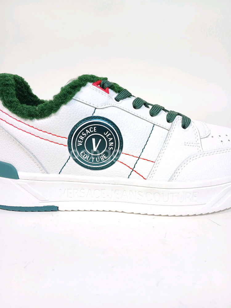 베르사체진스 흰색 털 가죽 남성 스니커즈--8