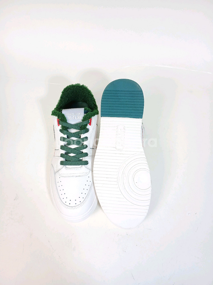 베르사체진스 흰색 털 가죽 남성 스니커즈--6